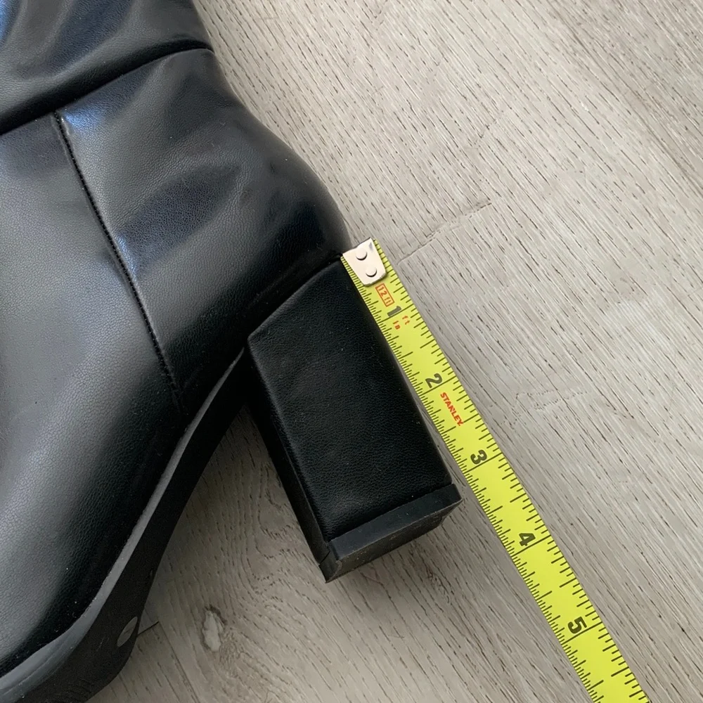 Top walks‎ tall boot faux leather size 8 black classic pointy toe block heels - Picture 3 of 8